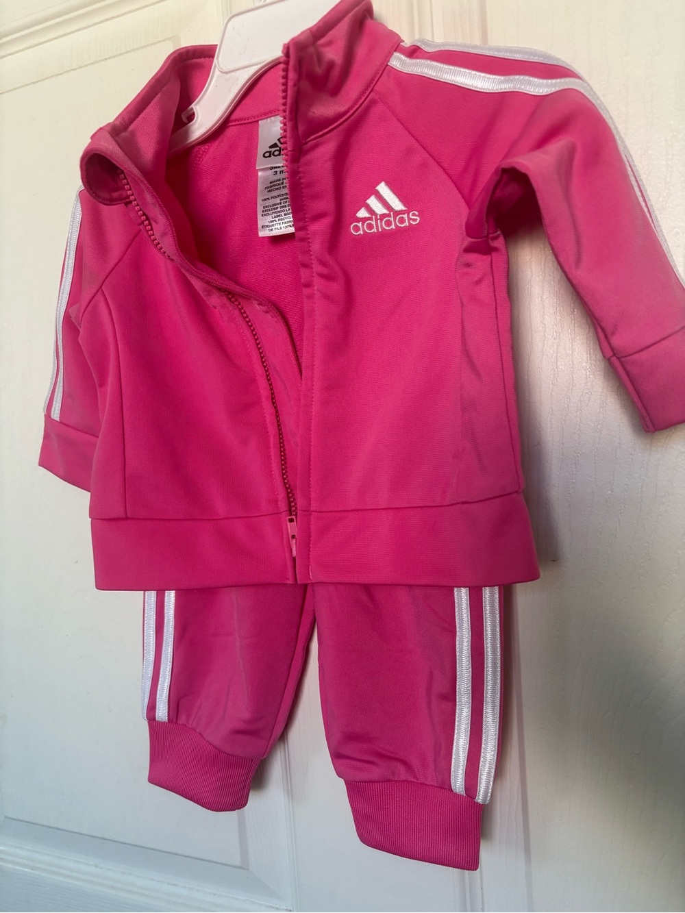 3 month old (Adidas Pink Tracksuit Set with White Stripes)